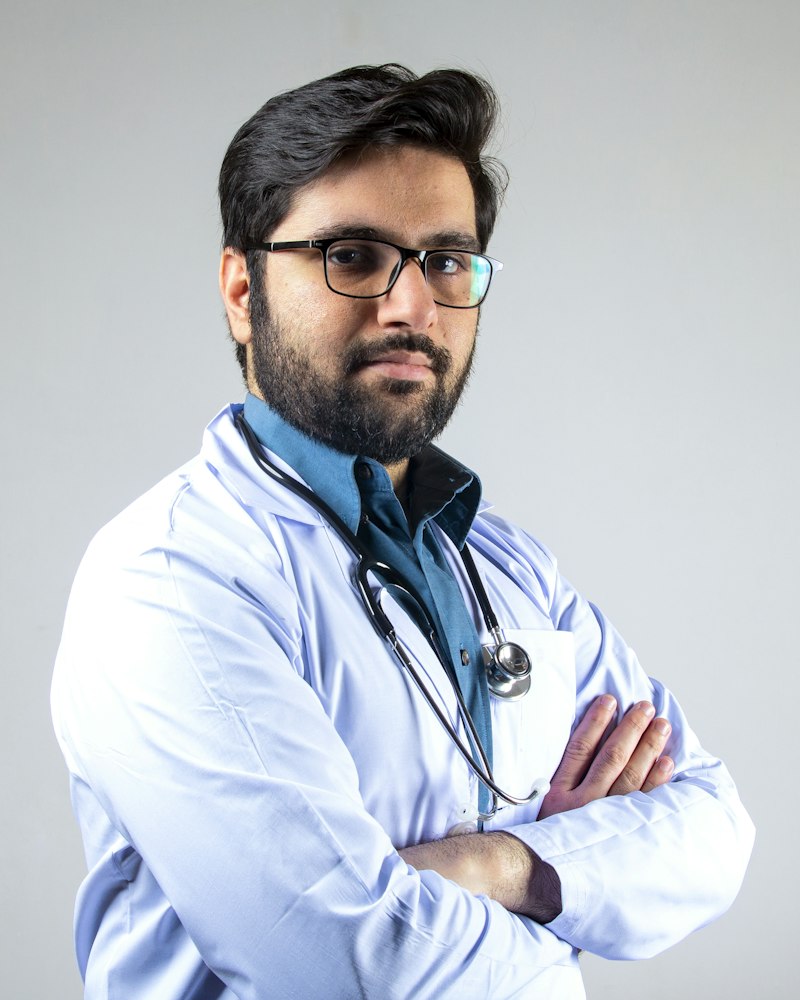 Julian Rahman with a stethoscope