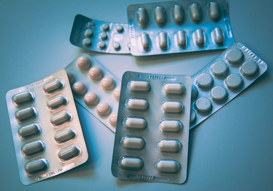 Assorted tablets and capsules arranged for a home list
